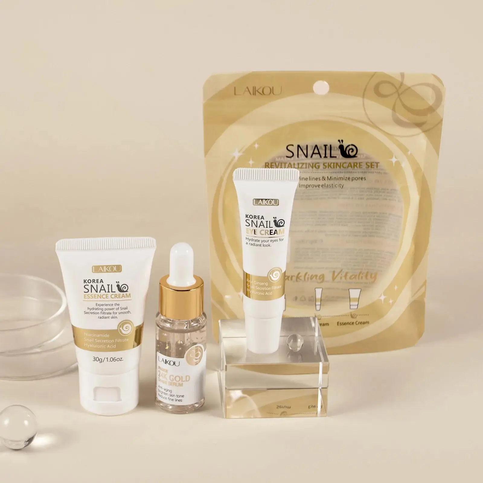 Luxury Natural Skincare - 24-каратное золото, восстанавливающая сыворотка с улиткой,